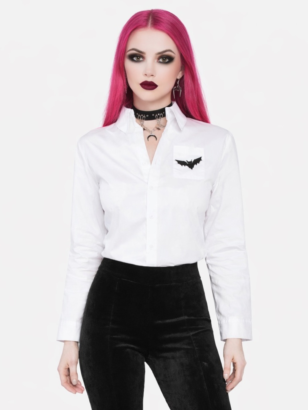 The Grave Girls Gothic Dolls Kill Bat Button Up Top 🦇